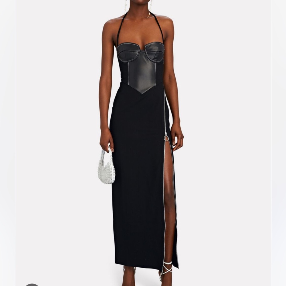 STAUD Hindley Mixed Media Bustier Dress - size Medium